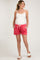 Red Vintage Wash Maternity Drawstring Shorts