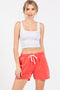 Red Vintage Wash Drawstring Shorts