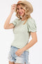 Sage Ribbed Puff Sleeve Top