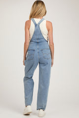 Blue Denim Front Pocket Maternity Overall