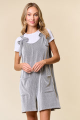 Black Striped Bow Strap Romper