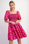 Fuchsia Floral Smocked Tiered Dress