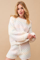 Multi Cozy Soft Multi Polka Dot Top With Short Set