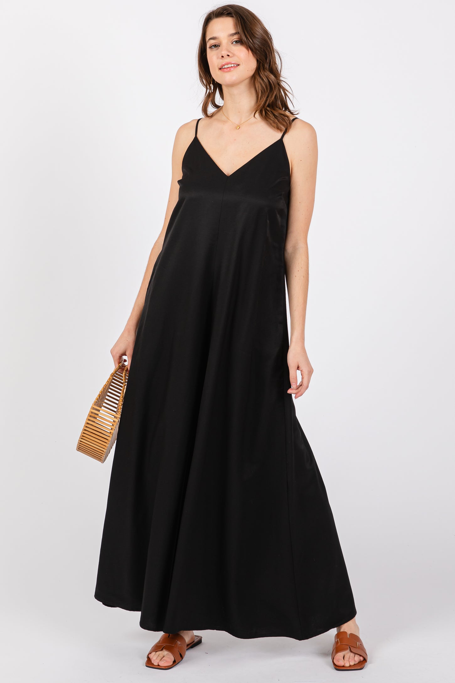 Black V-Neck Sleeveless Wide Leg Jumpsuit