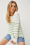 Green Striped Cuff Sweater