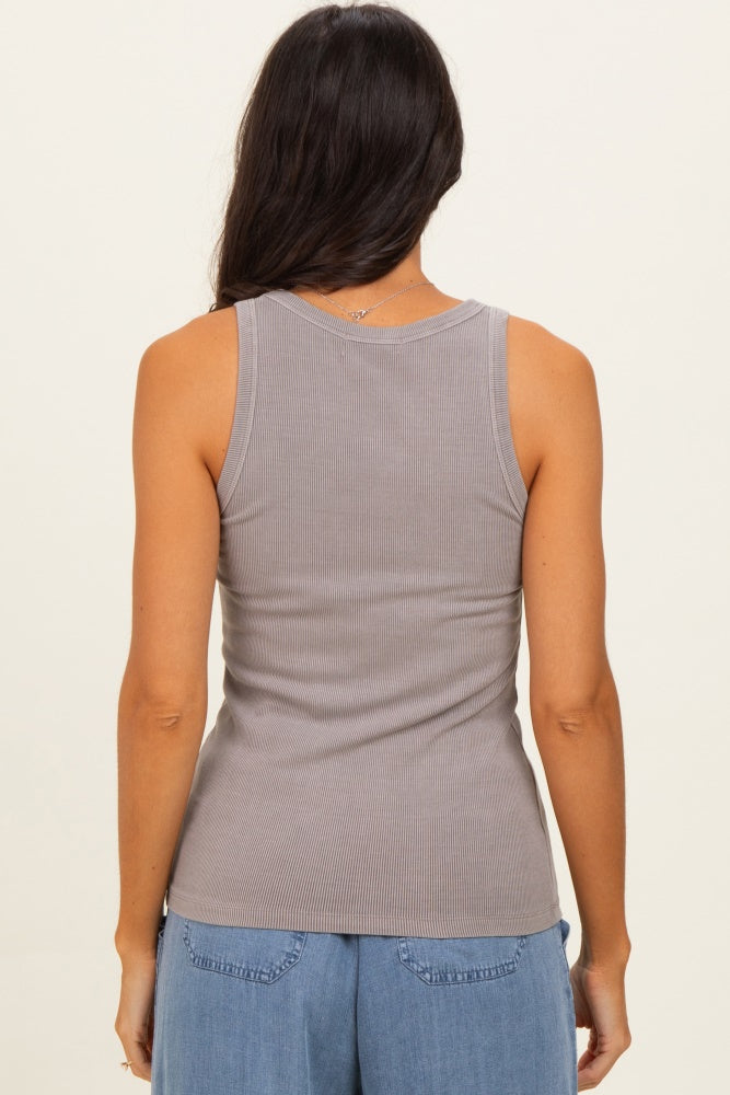 Taupe Sleeveless Ribbed Top