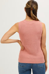 Peach Knit Sleeveless Maternity Top