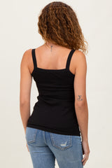 Black Ribbed Sleeveless Tank Top