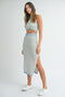 Blue Striped Crochet Crop Swimsuit Cover Up Set