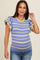Periwinkle Striped Ruffle Sleeve Maternity Sweater Top