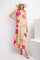 Lime Multi-Color Floral Tiered Cutout Back Dress
