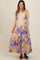 Royal Blue Multi-Color Floral Tiered Cutout Back Maternity Dress