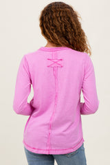 Pink Long Sleeve Exposed Seam Top