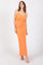 Orange Ribbed Fitted Maxi Dress