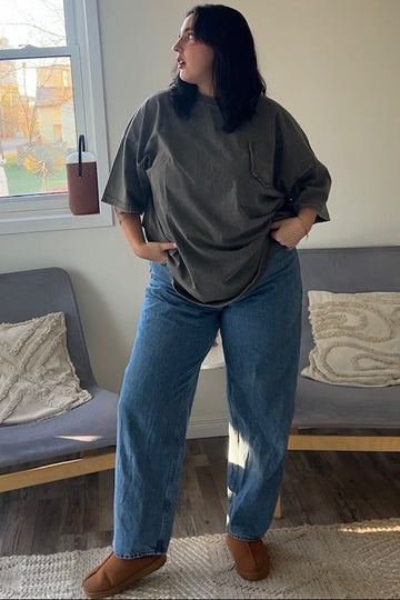 Charcoal Faded Wash Short Sleeve Top