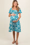 Jade Geo Print Smocked Maternity Dress