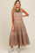 Taupe Front Pocket Tiered Overall Maternity Midi Dress