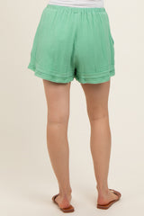 Mint Green Unfinished Hem Maternity Shorts