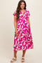 Magenta Abstract Print Collared Maternity Dress