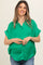 Green Satin Button Front Collared Short Sleeve Maternity Top