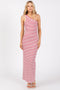 Red Striped Single Shoulder Knit Maxi Dress