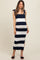 Navy Bow Shoulder Stripe Sweater Maternity Maxi Dress