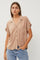 Taupe V-Neck Collared Short Sleeve Button Down Shirt