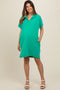 Green Mineral Washed French Terry Maternity Dress