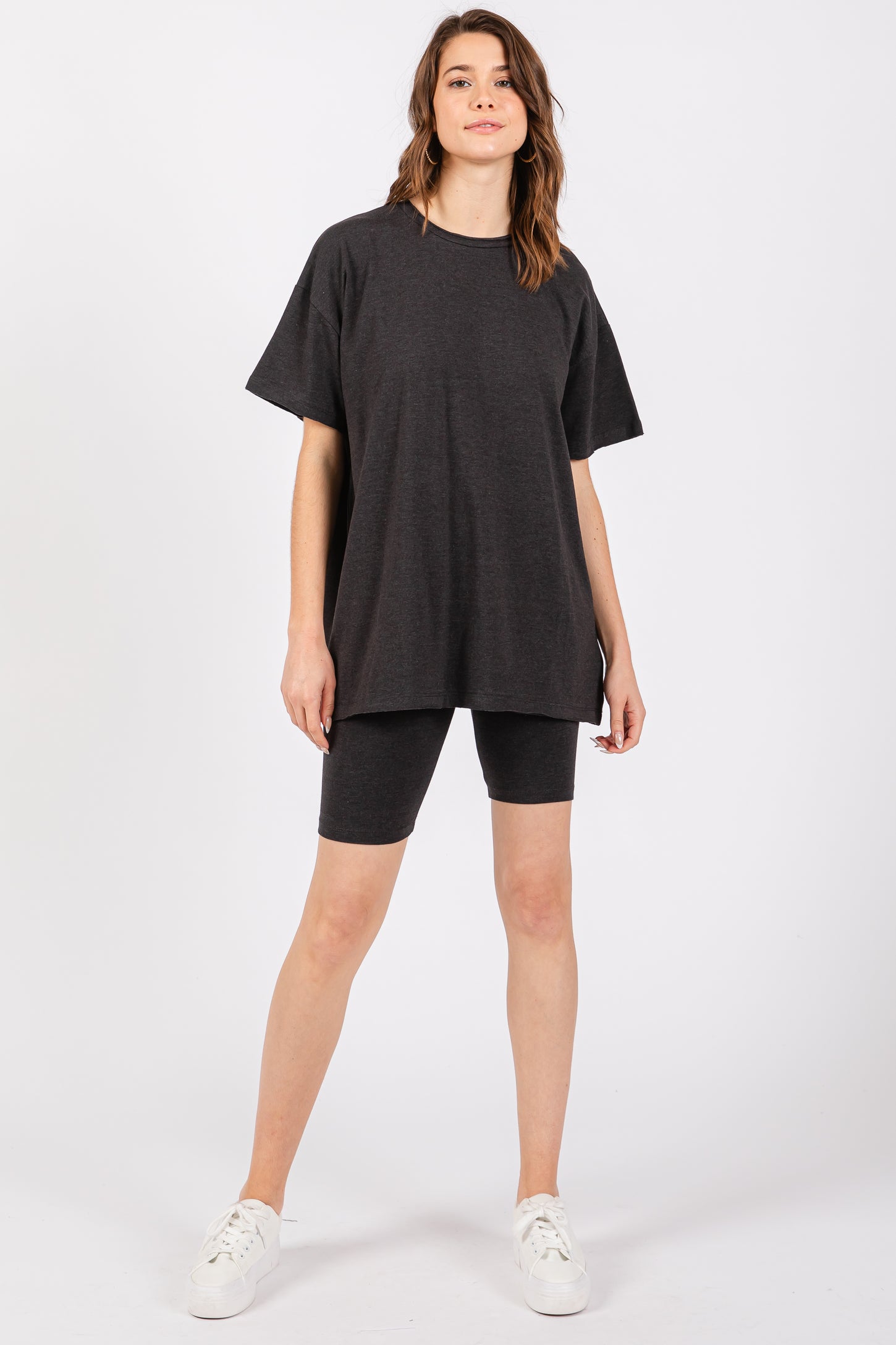 Charcoal Biker Shorts Set