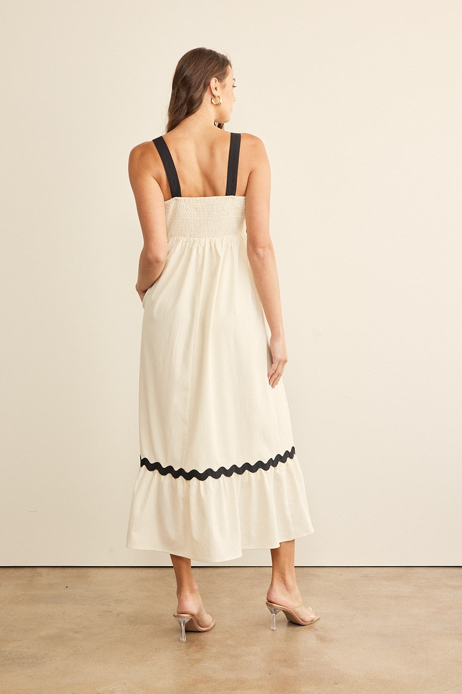 Cream Contrast Trim Maxi Dress