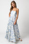 Cream Floral Flowy Sleeveless Squared Neckline Dress