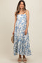 Cream Floral Flowy Sleeveless Squared Neckline Maternity Dress