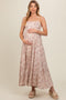 Mauve Floral Ruffle Hem Maternity Maxi Dress
