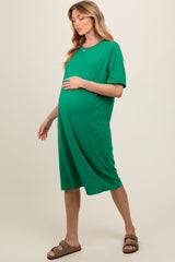 Green Oversized Round Neck T-Shirt Maternity Dress