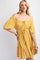 Yellow Floral Button Front Drawstring Waist Ruffle Dress