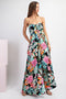 Black Floral Strapless Front Tie Jumpsuit