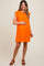 Orange Flutter Sleeve Pleated Chiffon Mini Maternity Dress