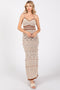 Beige Contrast Trim Crochet Maxi Swim Cover Up