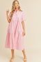Light Pink Tiered Button Down Midi Dress