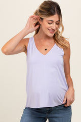 Lavender V-Neck Maternity Tank Top