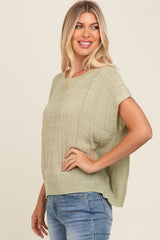 Mint Green Knit Short Sleeve Sweater Top