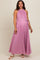 Pink Pleated Empire Tied Waist Maternity Midi Dress