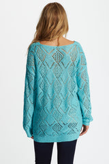 Aqua Diamond Open Knit Maternity Sweater