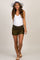 Olive Linen Foldover Waistband Maternity Shorts