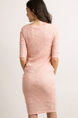 Pink Lace Maternity Dress