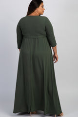 PinkBlush Olive Sash Tie Wrap Plus Maxi Dress