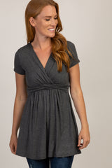 PinkBlush Charcoal Draped Front Nursing Top