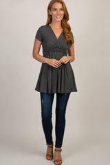 PinkBlush Charcoal Draped Front Nursing Top