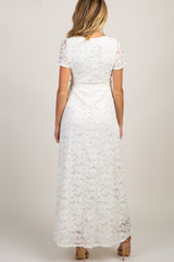 Ivory Lace Sash Tie Maternity Gown