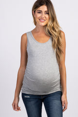 PinkBlush Grey Ruched Maternity Tank Top